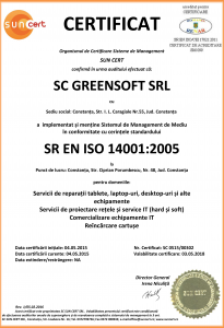 Certificare SR EN ISO 14001:2005 Certificare SR EN ISO 14001:2005